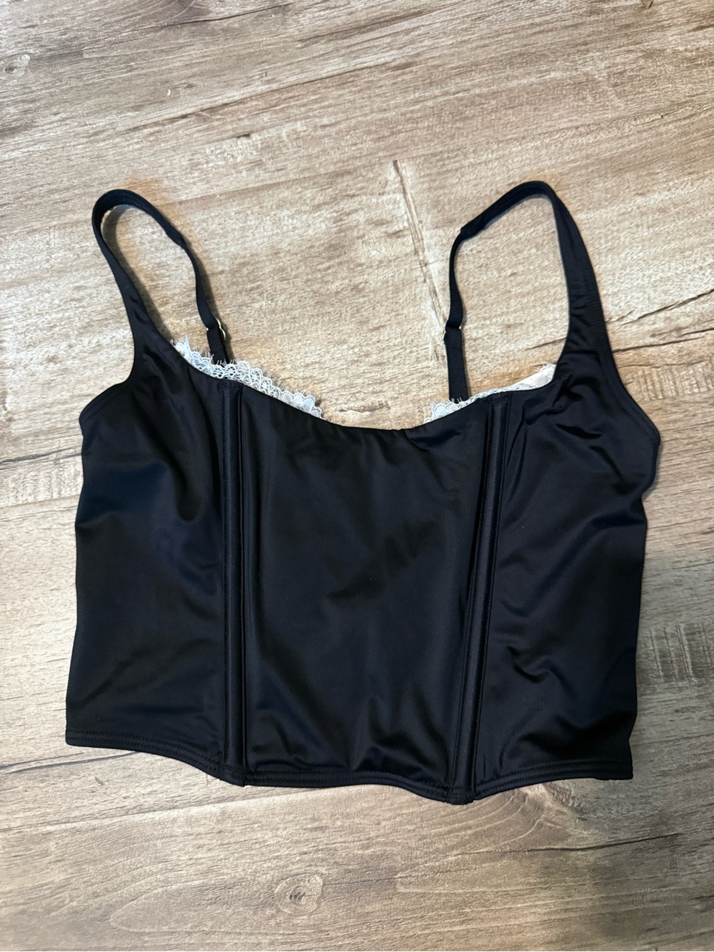 Black Lace-Trim Bustier Cami Top